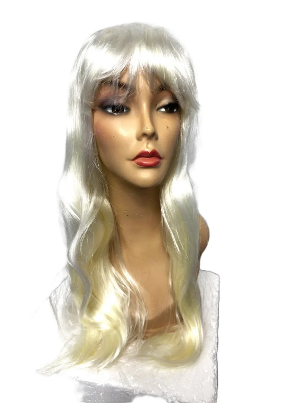 Pony Express 24” Long Platinum Blonde  Straight Wig w/ Bangs  New Old Stock Y2K